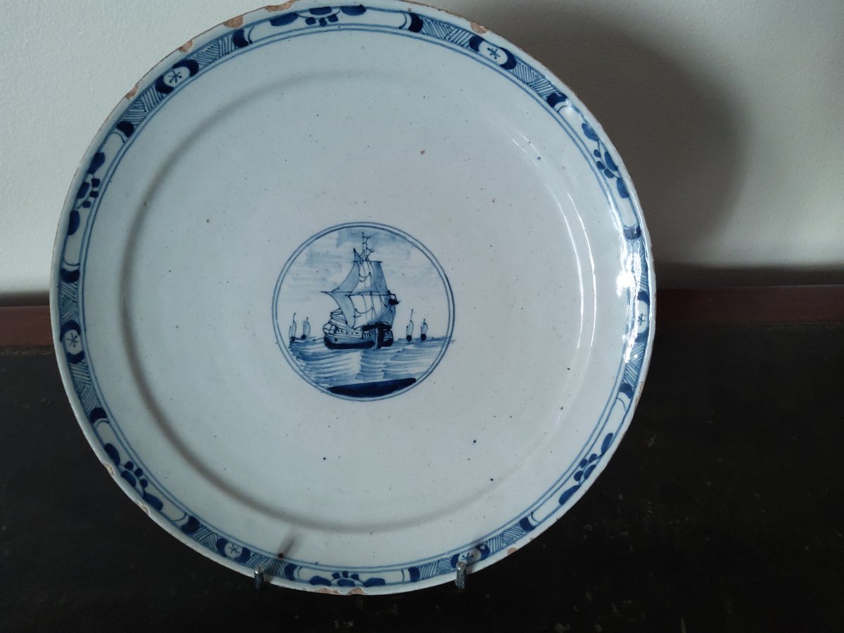 Assiette En Faience De Delft D époque Fin XVII Ou Début XVIII-photo-2